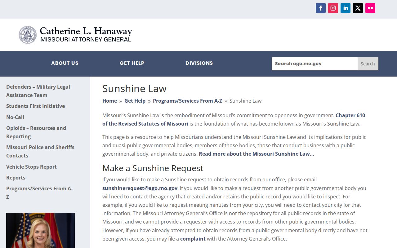 Missouri Sunshine Law guidance for Scotland County release records