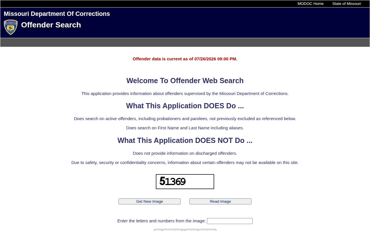 MODOC active offender search for Scotland County released inmates
